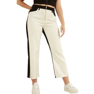 Guess Colour-Block Cropped Wide Leg Jeans